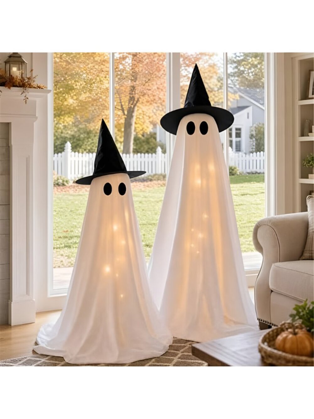 Halloween Decorations Indoor 2 Pack Light Up Ghosts - Picture 5 of 6